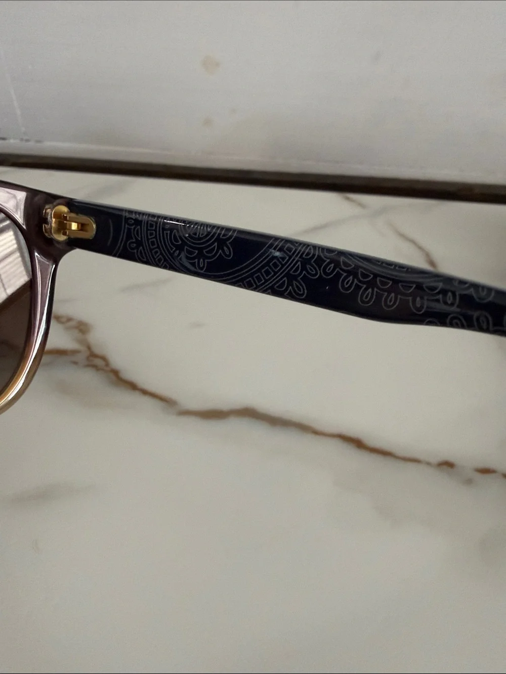 Ralph Ralph Lauren Brown Gradient Frame Sunglasses with Dark Lenses Blue Arms